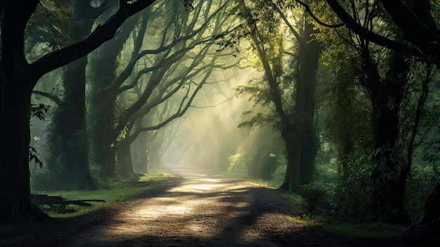 Misty Forest Morning Path