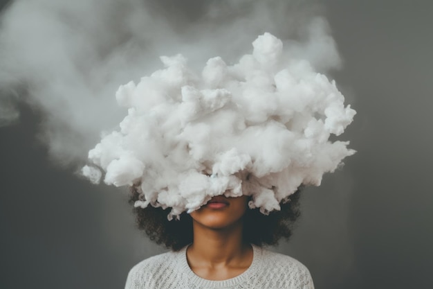 Misty headed young man symbolizing mental health struggles with text space in a studio shoot