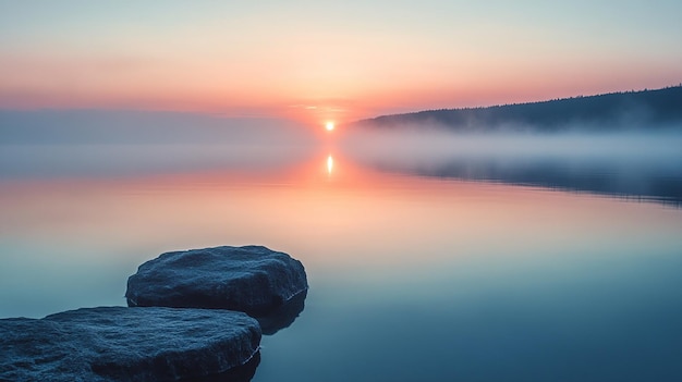 Misty Lake at Sunrise