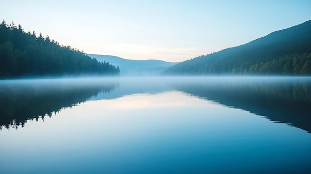 Misty Lake at Sunrise