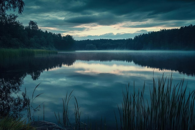 Misty Morning Lake