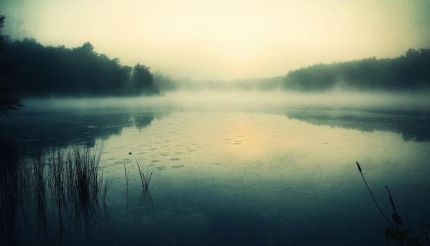 Misty Morning Lake