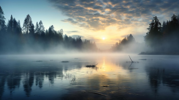 Misty morning on the riverclouds