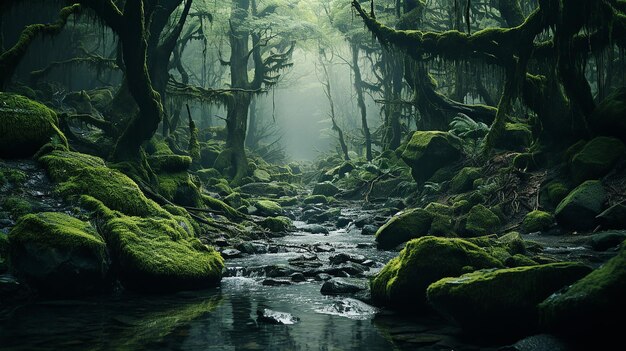 Misty Mossy Forest