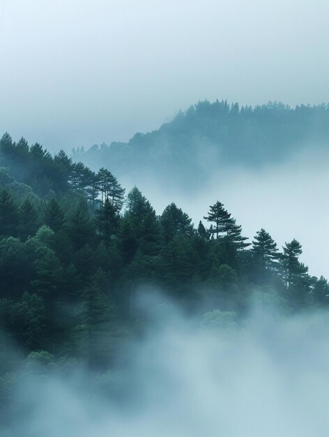 Misty Mountain Forest Landscape Tranquil Nature Scene