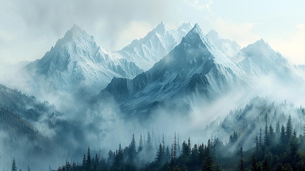 Misty Mountain Gradient Subtle Gray to White