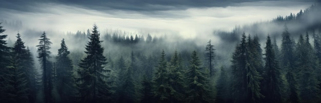 Misty mountain landscape Moody forest landscape with fog and mist Generative AI