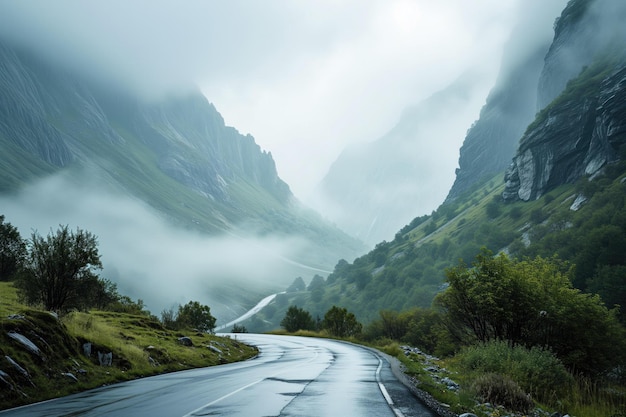 Misty Mountain Road Landscape