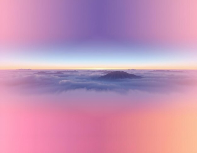 Photo misty mountains with a pink and purple sky