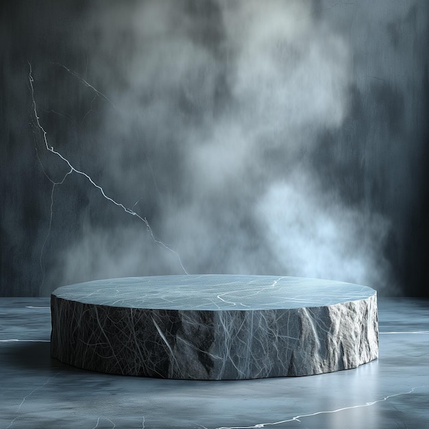 A misty podium enhances product allure with an ethereal touch