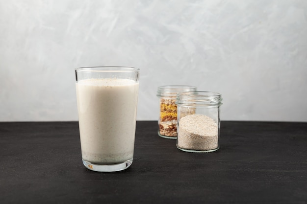 Misutgaru or Misugaru Latte drink Healthy Protein smoothie with roasted multigrain powder