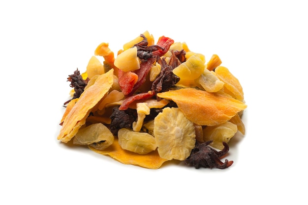 Mix of dried exotic fruit mangosslices of pineapples passion fruit papaya