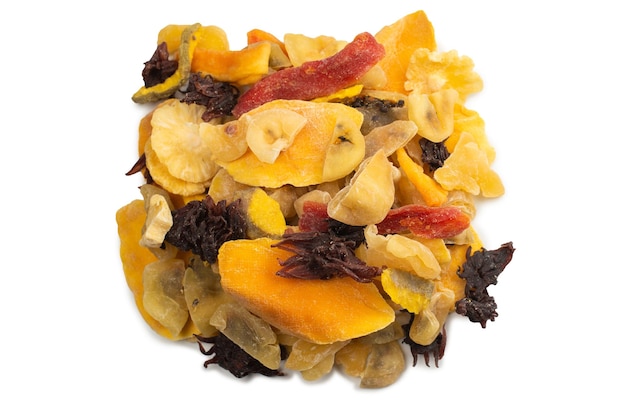 Mix of dried exotic fruit mangosslices of pineapples passion fruit papaya