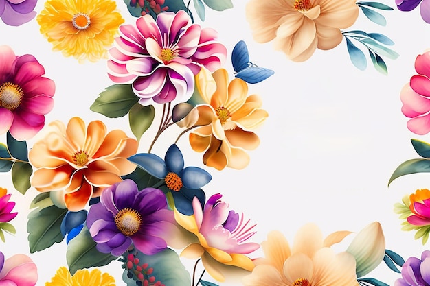 MIX flowers watercolor seamless patterns