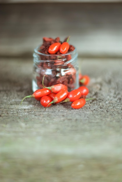 mix of fresh and dry goji berries