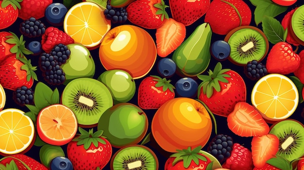 Mix fresh fruits with a beautiful background