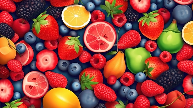 Mix fresh fruits with a beautiful background