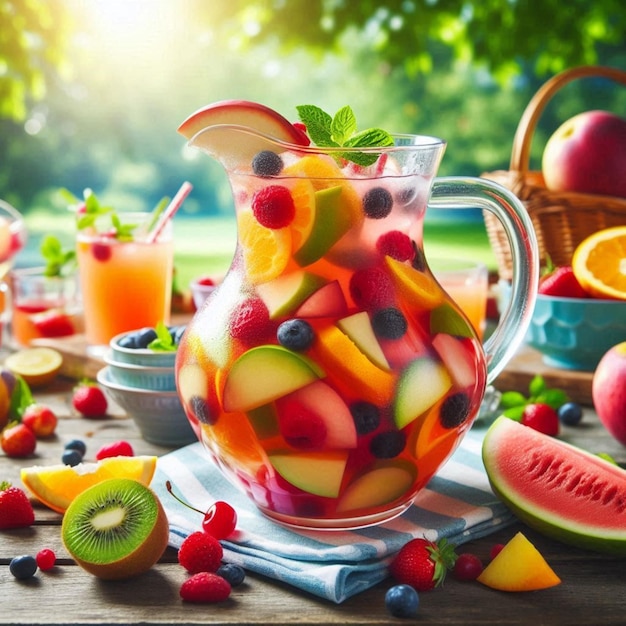 Mix Fruits Juice Jar on table