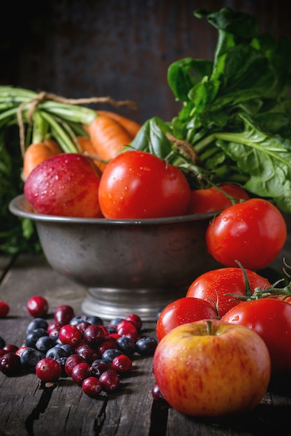 Mix of fruits, vegetables and berries