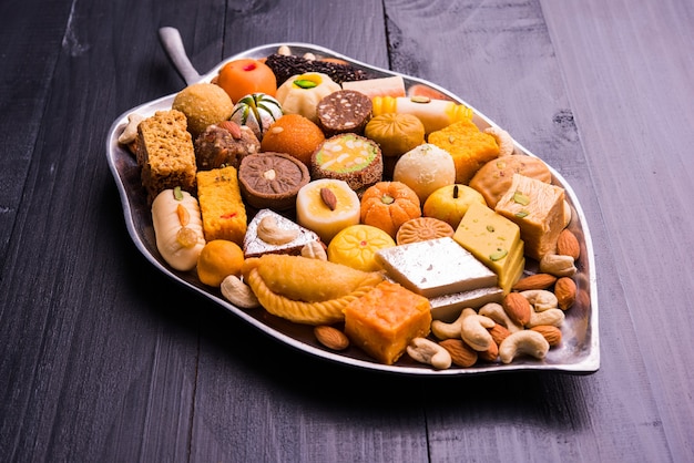 Mix Mithai or milk made sweets of indian and pakistani festivals