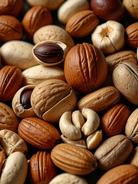 Mix of nuts as a background top view nuts