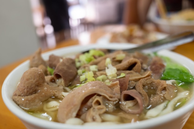 Mix pork noodles with soup