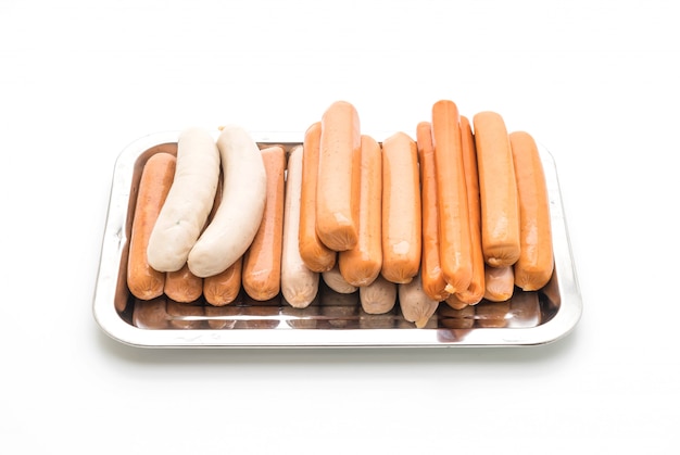 mix sausage on white background