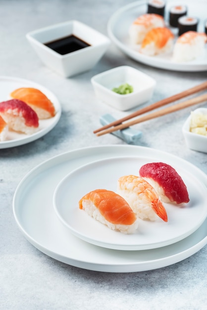 Mix of Traditional Japanese sushi