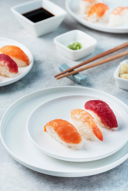 Mix of Traditional Japanese sushi