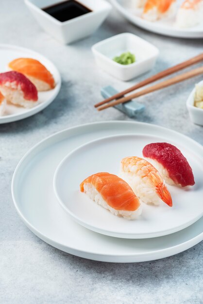 Mix of Traditional Japanese sushi