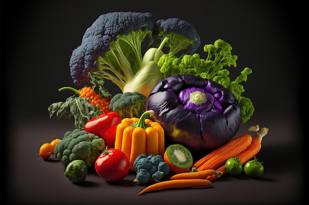 mix of vegetables studio photo background generative AI