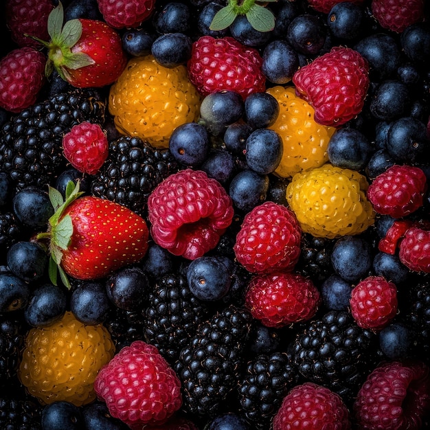 Photo mixed berries bursting with flavor and nutrition