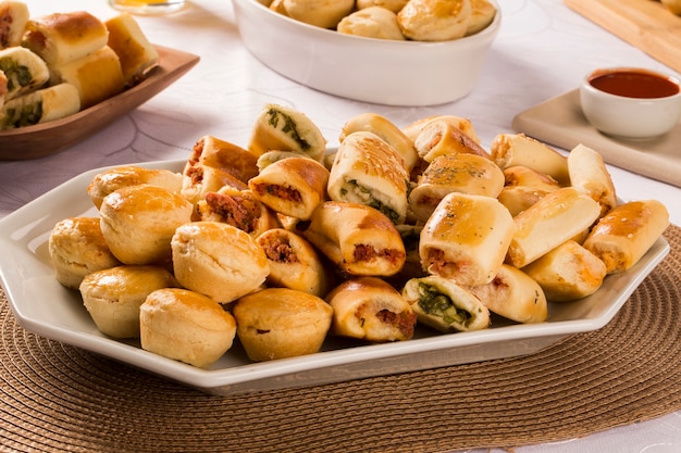 Mixed brazilian snack on the table.