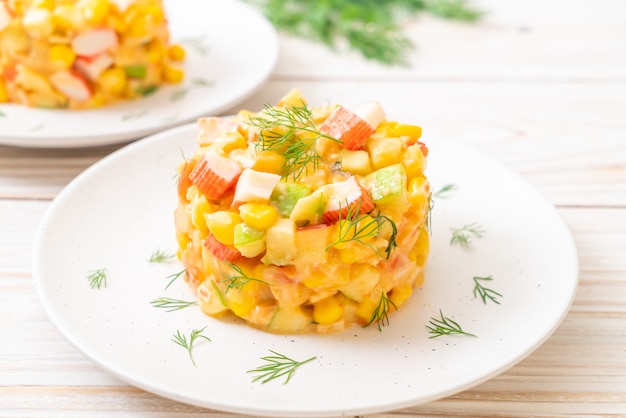 mixed fruit salad with crab sticks