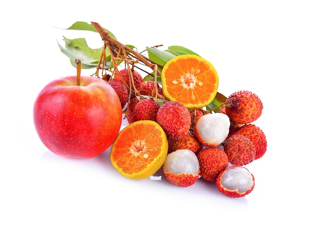 Mixed fruit on white background