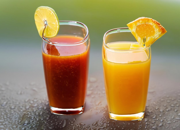 Mixed fruits juice and citrus fruits