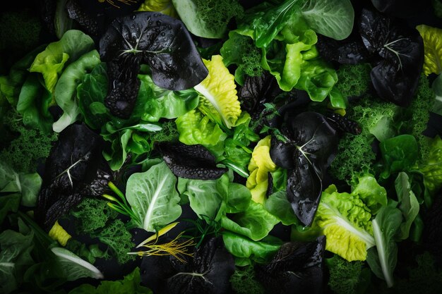 Mixed Green Salad with Herbs Background