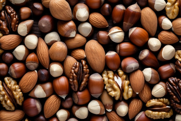 Photo mixed nuts image with nut types highlighted