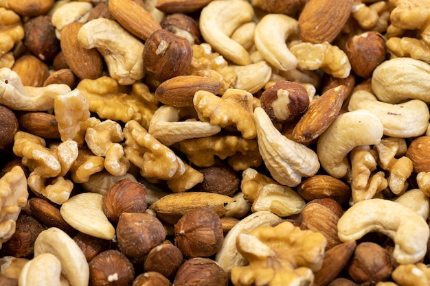 Mixed nuts Organic healthy food Closeup