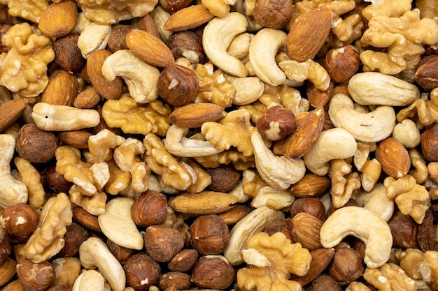 Mixed nuts Organic healthy food Closeup