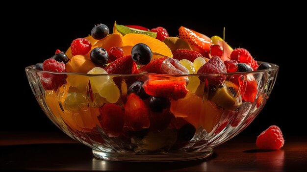 Photo mixed salad fruit photo generative ai