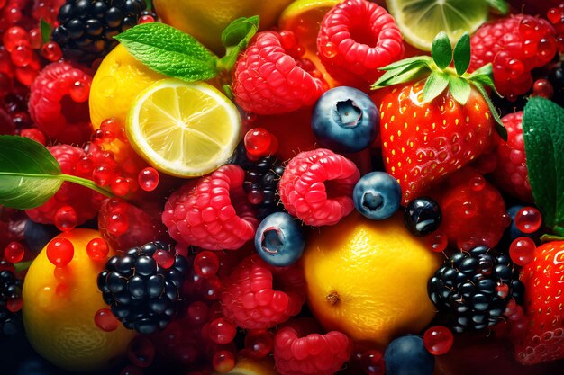 Mixed summer fruits background