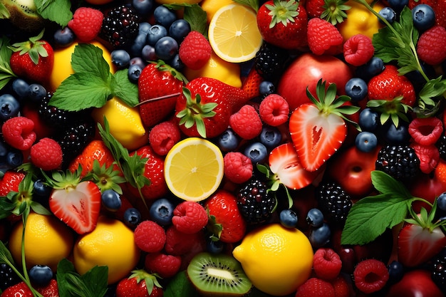 Mixed summer fruits background