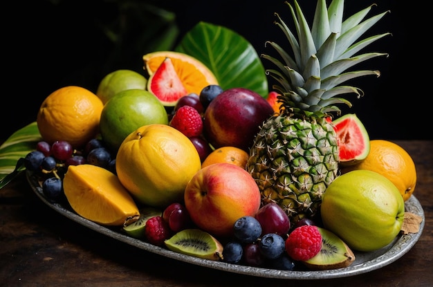 Mixed Tropical Fruits on a Platter