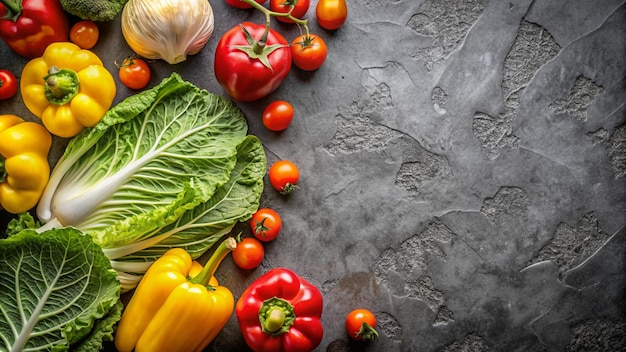 Mixed vegetables on a black cement background