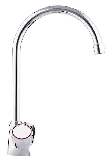 Mixer cold hot water. Modern faucet  bathroom.  Kitchen tap  . Isolated  white surface. Side view.