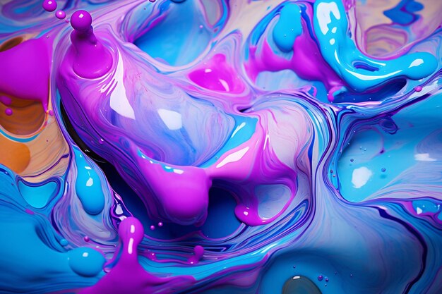 Mixing water and oil on a coloured liquid abstract background