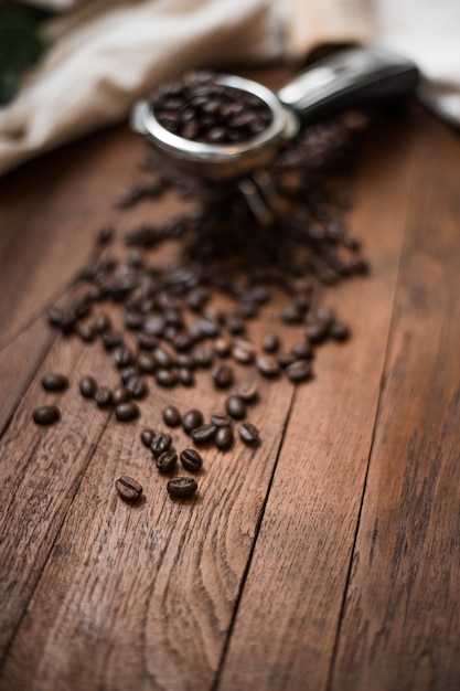 Mixture of different kinds of coffee beans. Coffee Background