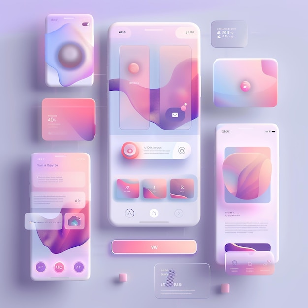 Mobile application screen design in different style and pattern Generative ai