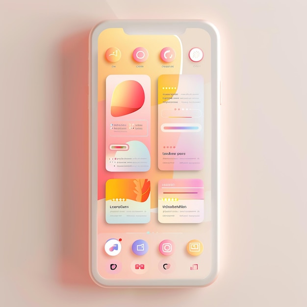 Mobile application screen design in different style and pattern Generative ai